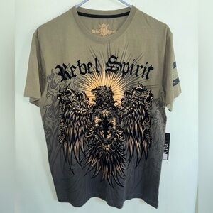 New men’s Rebel Spirit t shirt size Large green/black/gold